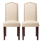 Chaises de salle à manger Parson rembourrées en tissu avec garniture cloutée (Lot de 2)