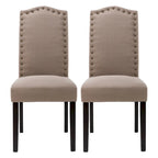 Chaises de salle à manger Parson rembourrées en tissu avec garniture cloutée (Lot de 2)