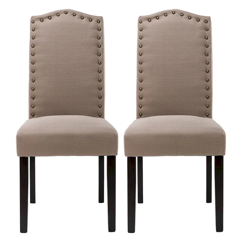 Chaises de salle à manger Parson rembourrées en tissu avec garniture cloutée (Lot de 2)