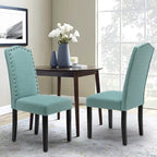 Chaises de salle à manger Parson rembourrées en tissu avec garniture cloutée (Lot de 2)