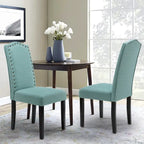 Chaises de salle à manger Parson rembourrées en tissu avec garniture cloutée (Lot de 2)