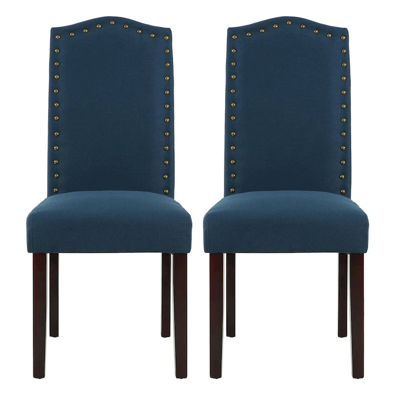 Chaises de salle à manger Parson rembourrées en tissu avec garniture cloutée (Lot de 2)