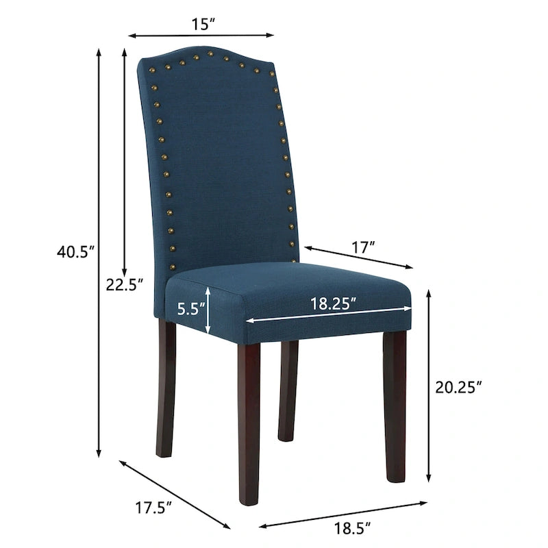 Chaises de salle à manger Parson rembourrées en tissu avec garniture cloutée (Lot de 2)