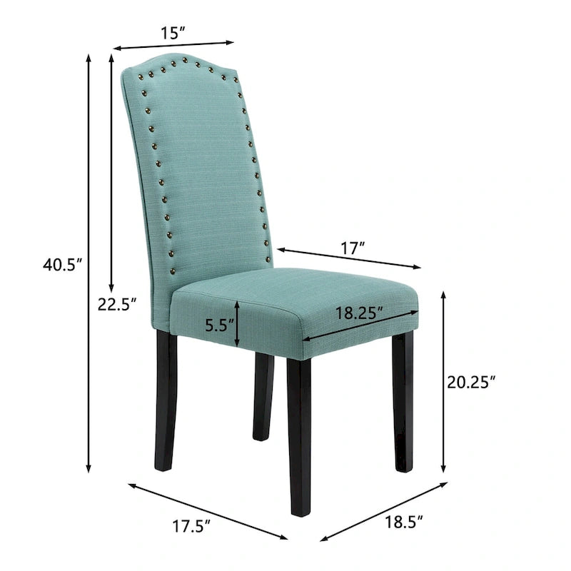 Chaises de salle à manger Parson rembourrées en tissu avec garniture cloutée (Lot de 2)