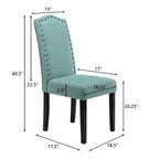 Chaises de salle à manger Parson rembourrées en tissu avec garniture cloutée (Lot de 2)