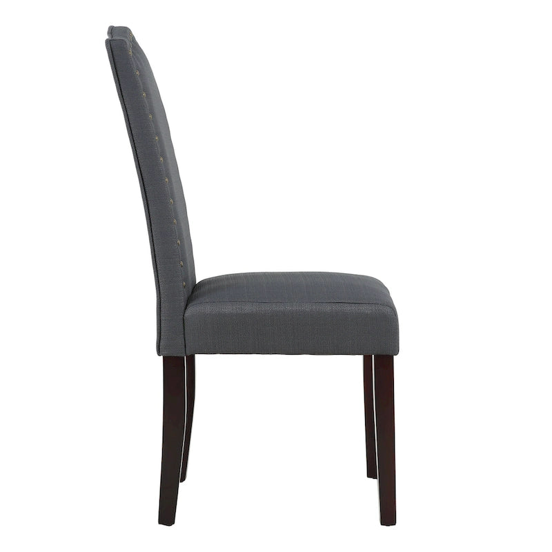 Chaises de salle à manger Parson rembourrées en tissu avec garniture cloutée (Lot de 2)
