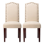 Chaises de salle à manger Parson rembourrées en tissu avec garniture cloutée (Lot de 2)