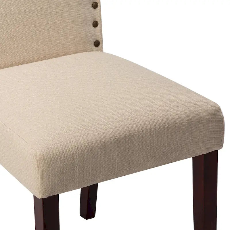 Chaises de salle à manger Parson rembourrées en tissu avec garniture cloutée (Lot de 2)