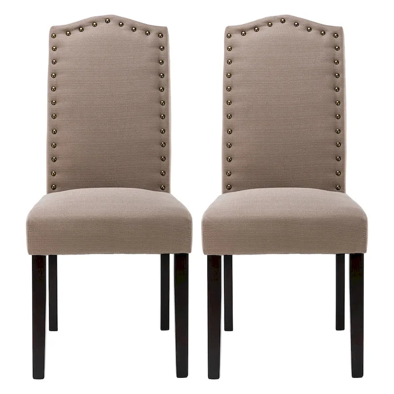 Chaises de salle à manger Parson rembourrées en tissu avec garniture cloutée (Lot de 2)