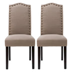 Chaises de salle à manger Parson rembourrées en tissu avec garniture cloutée (Lot de 2)