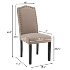 Chaises de salle à manger Parson rembourrées en tissu avec garniture cloutée (Lot de 2)