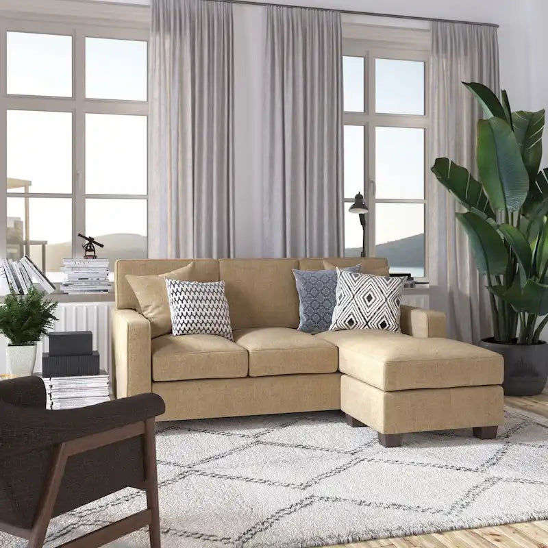 Canapé d'angle réversible 3-4 places marine / terre / taupe