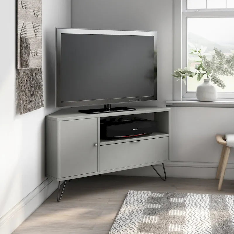 Meuble TV d'angle Talley Mid-Century Modern de 41 po avec 1 tablette ouverte par Furniture of America