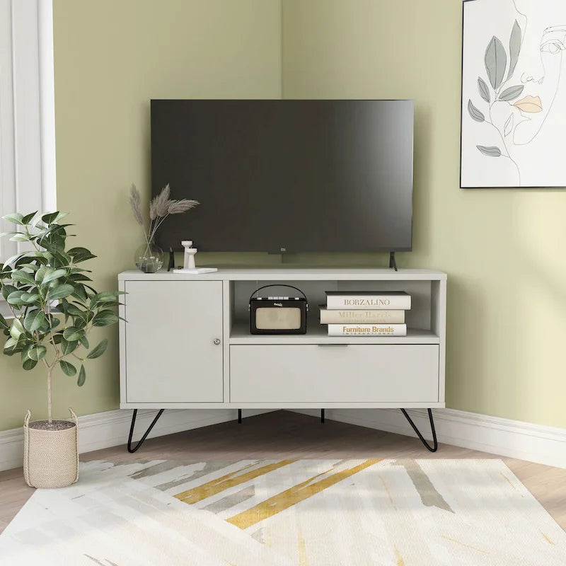 Meuble TV d'angle Talley Mid-Century Modern de 41 po avec 1 tablette ouverte par Furniture of America