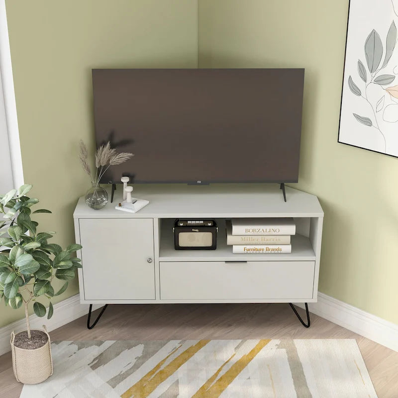 Meuble TV d'angle Talley Mid-Century Modern de 41 po avec 1 tablette ouverte par Furniture of America