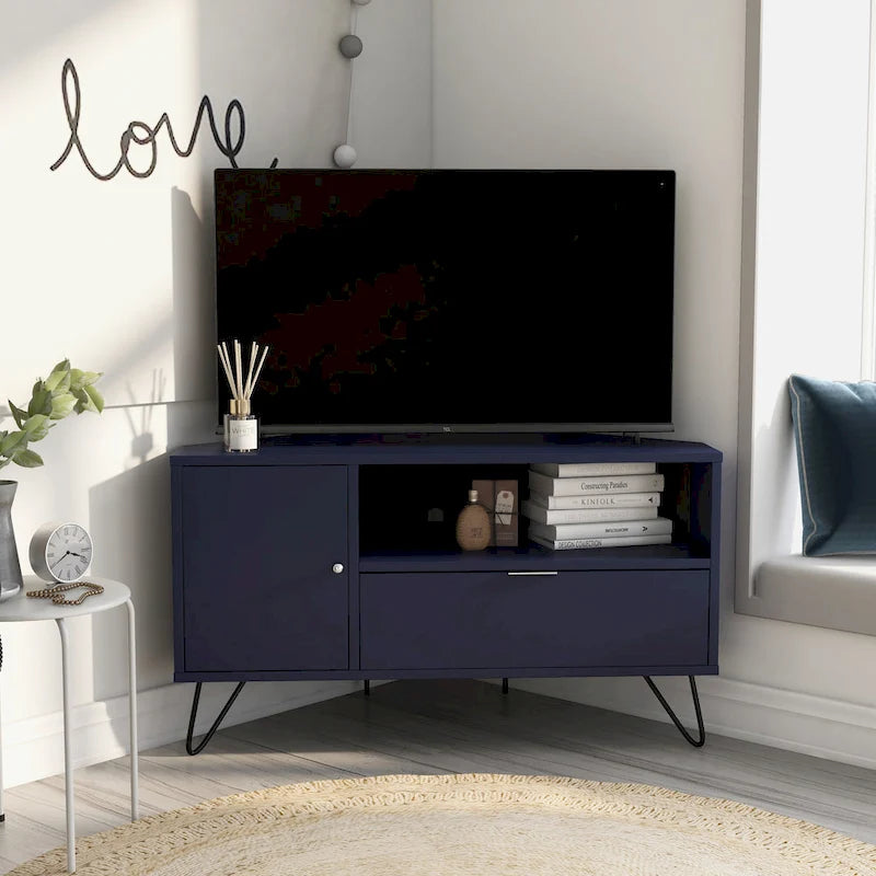 Meuble TV d'angle Talley Mid-Century Modern de 41 po avec 1 tablette ouverte par Furniture of America
