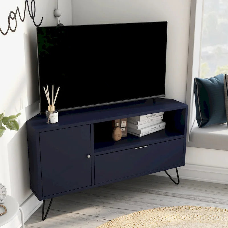 Meuble TV d'angle Talley Mid-Century Modern de 41 po avec 1 tablette ouverte par Furniture of America
