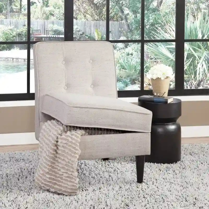 Chaise d'appoint de rangement sans accoudoirs Grafton Home Roswell, capitonnée