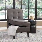 Chaise d'appoint de rangement sans accoudoirs Grafton Home Roswell, capitonnée