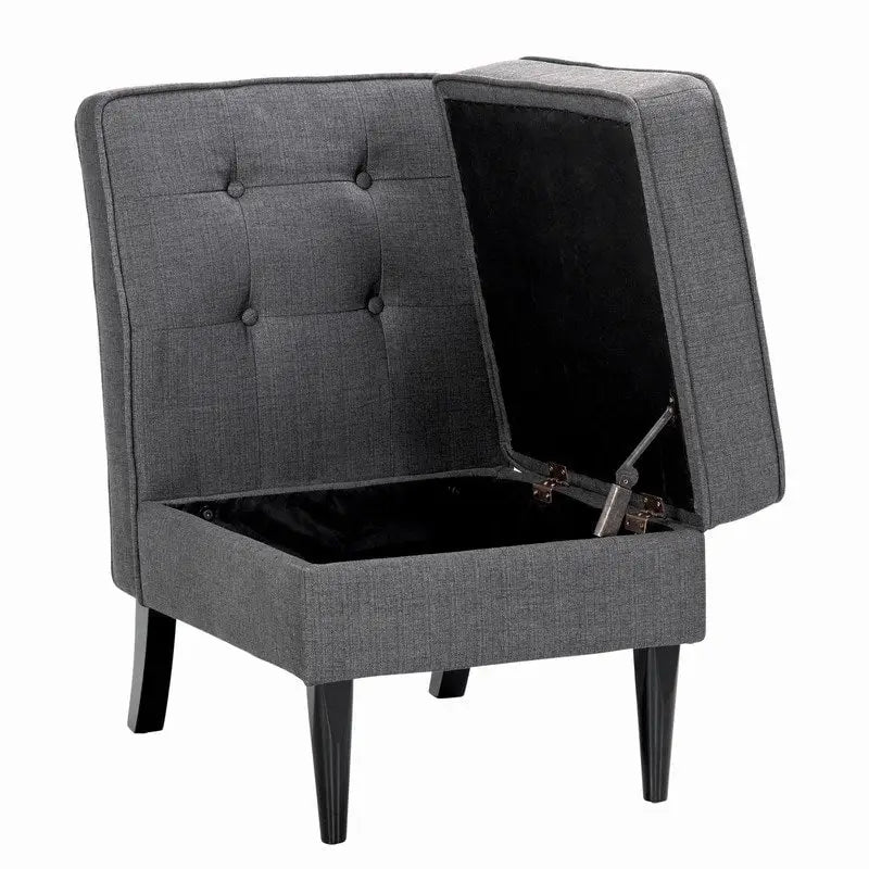 Chaise d'appoint de rangement sans accoudoirs Grafton Home Roswell, capitonnée