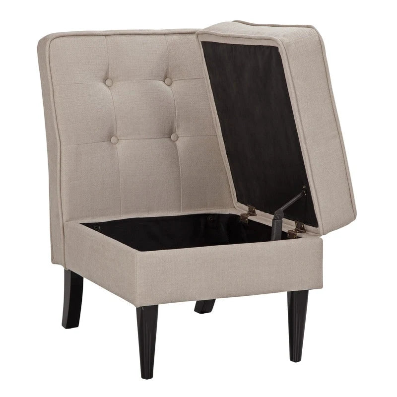 Chaise d'appoint de rangement sans accoudoirs Grafton Home Roswell, capitonnée