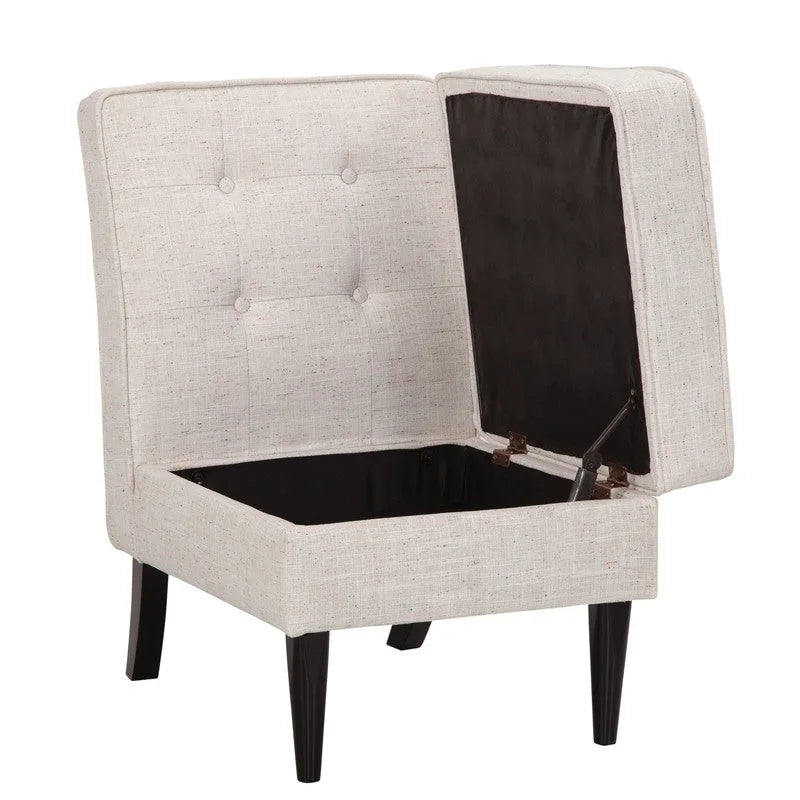 Chaise d'appoint de rangement sans accoudoirs Grafton Home Roswell, capitonnée