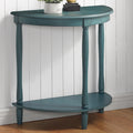 Console demi-lune de style campagnard français, vert clair antique, avec étagère inférieure, montage par 1 personne