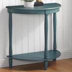 Console demi-lune de style campagnard français, vert clair antique, avec étagère inférieure, montage par 1 personne