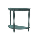 Console demi-lune de style campagnard français, vert clair antique, avec étagère inférieure, montage par 1 personne