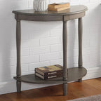 Console demi-lune de style campagnard français, vert clair antique, avec étagère inférieure, montage par 1 personne