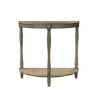 Console demi-lune de style campagnard français, vert clair antique, avec étagère inférieure, montage par 1 personne