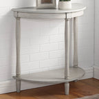 Console demi-lune de style campagnard français, vert clair antique, avec étagère inférieure, montage par 1 personne