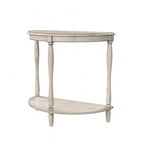 Console demi-lune de style campagnard français, vert clair antique, avec étagère inférieure, montage par 1 personne