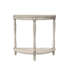 Console demi-lune de style campagnard français, vert clair antique, avec étagère inférieure, montage par 1 personne