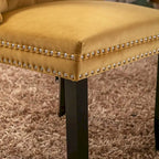 Chaises de salle à manger en velours beige/bleu/gris/noir/jaune, chaise d'appoint rembourrée avec assise capitonnée et pieds en bois, lot de 6