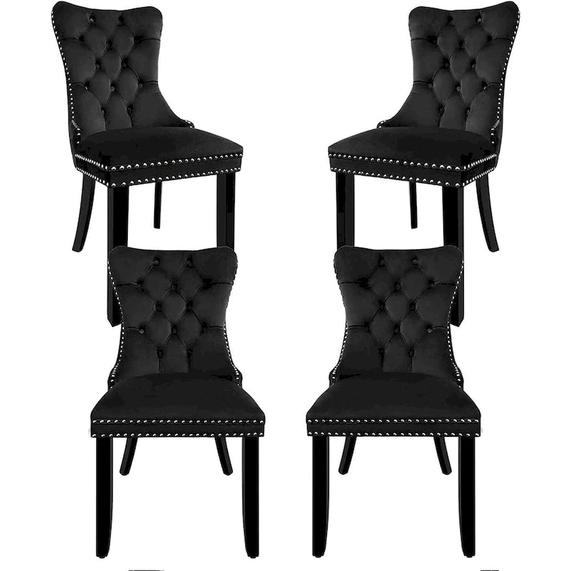 Chaises de salle à manger en velours beige/bleu/gris/noir/jaune, chaise d'appoint rembourrée avec assise capitonnée et pieds en bois, lot de 6