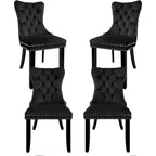 Chaises de salle à manger en velours beige/bleu/gris/noir/jaune, chaise d'appoint rembourrée avec assise capitonnée et pieds en bois, lot de 6