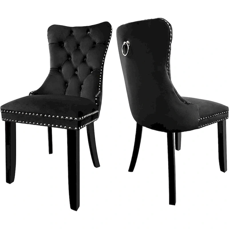 Chaises de salle à manger en velours beige/bleu/gris/noir/jaune, chaise d'appoint rembourrée avec assise capitonnée et pieds en bois, lot de 6