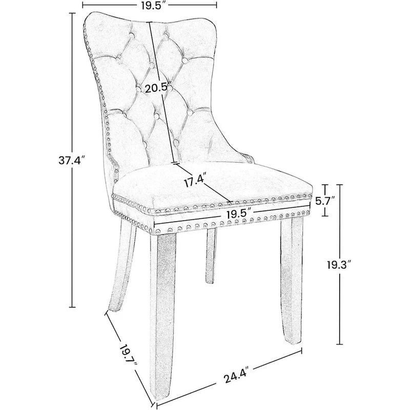 Chaises de salle à manger en velours beige/bleu/gris/noir/jaune, chaise d'appoint rembourrée avec assise capitonnée et pieds en bois, lot de 6