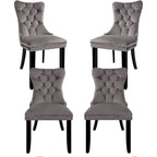 Chaises de salle à manger en velours beige/bleu/gris/noir/jaune, chaise d'appoint rembourrée avec assise capitonnée et pieds en bois, lot de 6
