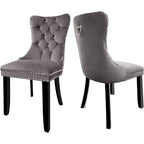 Chaises de salle à manger en velours beige/bleu/gris/noir/jaune, chaise d'appoint rembourrée avec assise capitonnée et pieds en bois, lot de 6