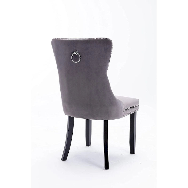 Chaises de salle à manger en velours beige/bleu/gris/noir/jaune, chaise d'appoint rembourrée avec assise capitonnée et pieds en bois, lot de 6