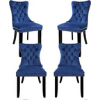 Chaises de salle à manger en velours beige/bleu/gris/noir/jaune, chaise d'appoint rembourrée avec assise capitonnée et pieds en bois, lot de 6