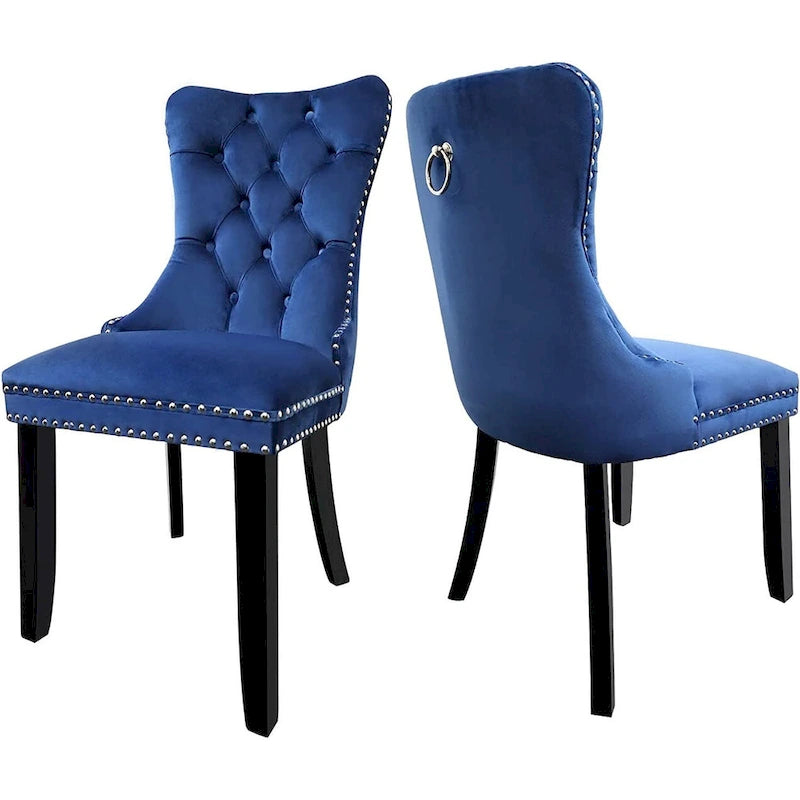 Chaises de salle à manger en velours beige/bleu/gris/noir/jaune, chaise d'appoint rembourrée avec assise capitonnée et pieds en bois, lot de 6