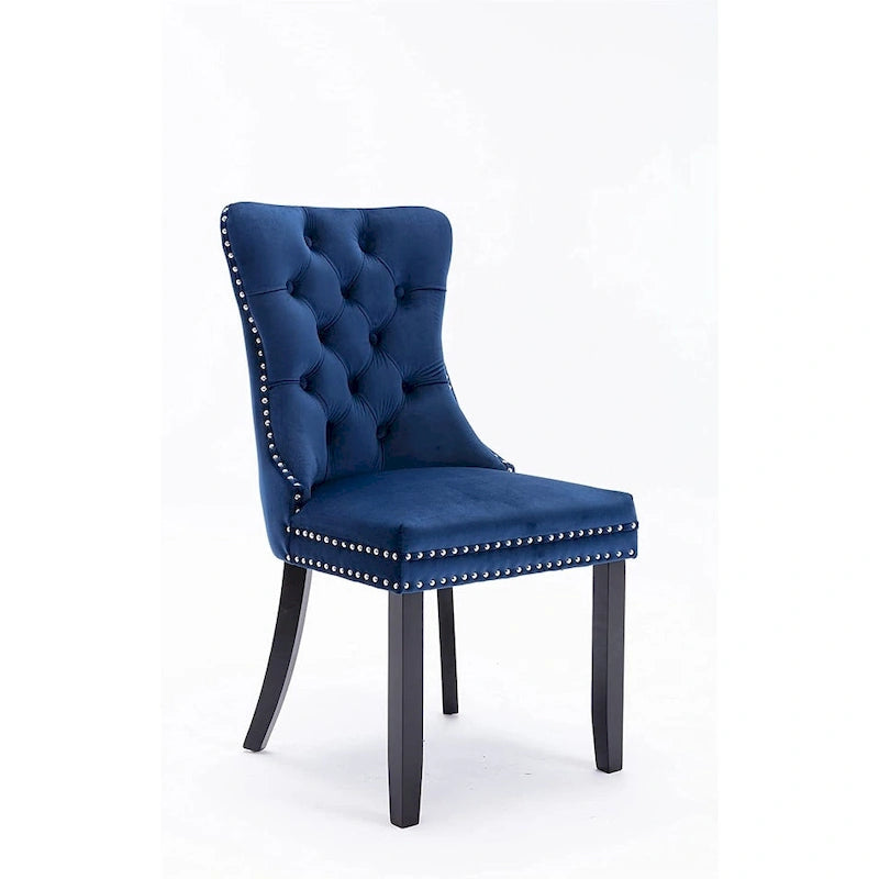 Chaises de salle à manger en velours beige/bleu/gris/noir/jaune, chaise d'appoint rembourrée avec assise capitonnée et pieds en bois, lot de 6