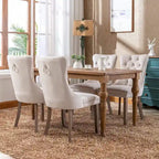 Chaises de salle à manger en velours beige/bleu/gris/noir/jaune, chaise d'appoint rembourrée avec assise capitonnée et pieds en bois, lot de 6