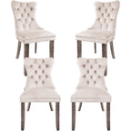 Chaises de salle à manger en velours beige/bleu/gris/noir/jaune, chaise d'appoint rembourrée avec assise capitonnée et pieds en bois, lot de 6