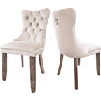 Chaises de salle à manger en velours beige/bleu/gris/noir/jaune, chaise d'appoint rembourrée avec assise capitonnée et pieds en bois, lot de 6