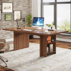 Grand bureau de direction de 160 cm, grand bureau d'ordinateur pour le télétravail avec rangement