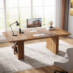 Grand bureau de direction de 160 cm, grand bureau d'ordinateur pour le télétravail avec rangement